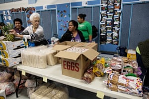 Food being distributed by a volunteer.