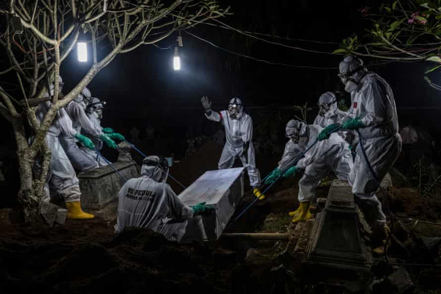 Funeral of a covid victim in Indonesia