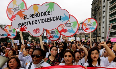 A 2016 protest in Lima, Peru, draws attention to violence against women.