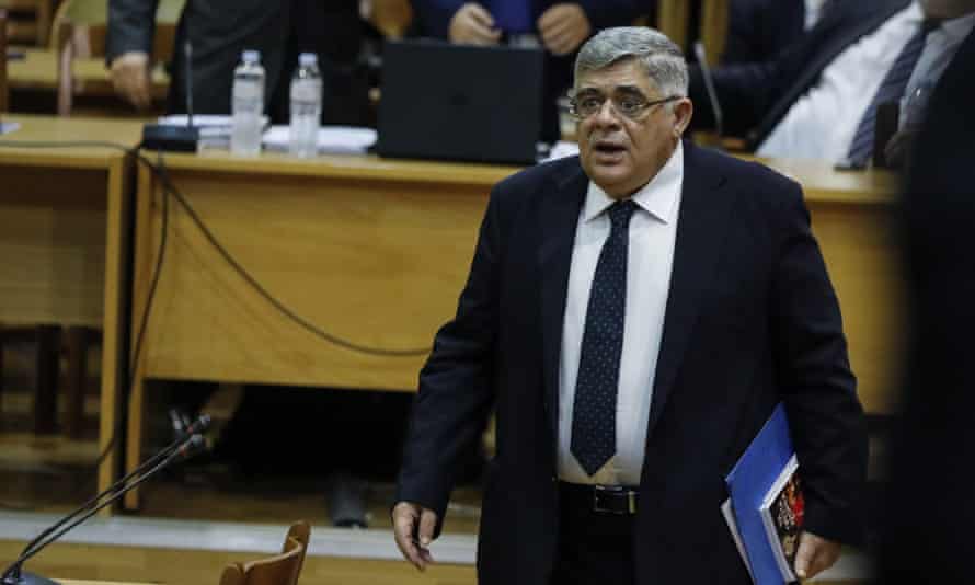 Nikolaos Michaloliakos, the head of Golden Dawn, in the Athens supreme court last year 2019.