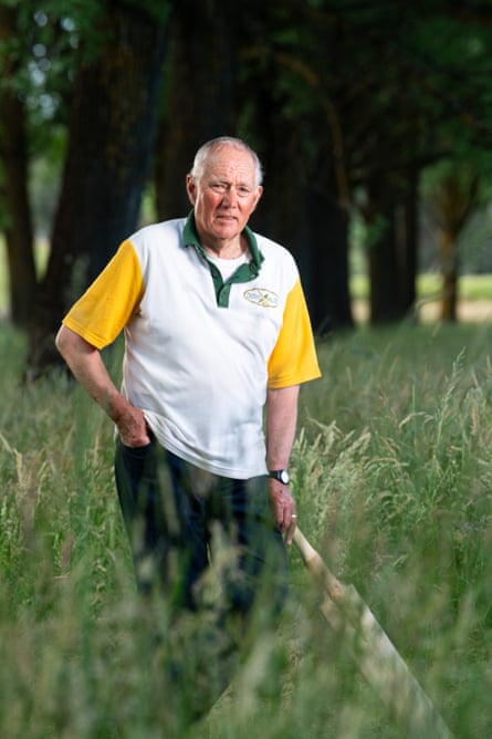 Ian Tinetti stands with a bat at Cricket Willow in Shepherds Flat