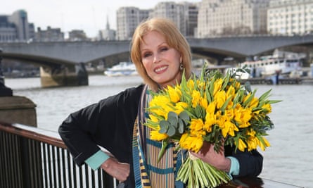 Joanna Lumley in 2015 at the site of the proposed Garden Bridge across the river Thames.