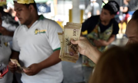 The 100 bolivar note is the highest denomination.