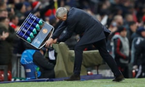 Manchester United manager Jose Mourinho celebrates Felani's goal.