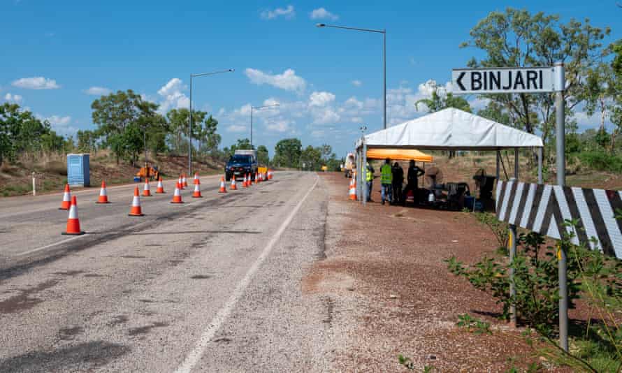 A roadblock at Binjari during the seven-day lockdown in Katherine