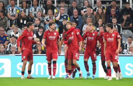 Isaac Price of West Bromwich Albion celebrates scoring their first goal.