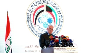 Rex Tillerson, the US secretary of state, at the Kuwait International Conference for Reconstruction of Iraq on Tuesday.
