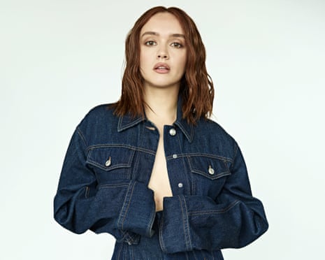 Portrait of Olivia Cooke in oversized denim