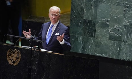 President Joe Biden speaking at the 76th session of the United Nations general assembly  in New York. 