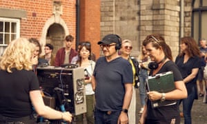 Director Lenny Abrahamson on the set of Normal People.