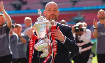 Erik ten Hag with the FA Cup after Manchester United’s victory over Manchester City last month.