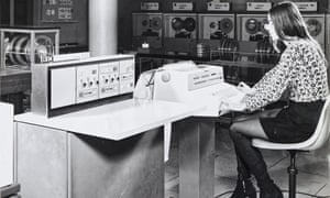 Cathy Gillespie runs the initial program load on an IBM 360 at the Central Electricity Generating Board, 1970.