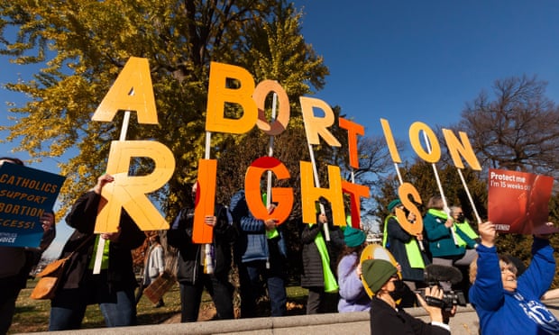 Pro-choice and anti-abortion activists outside the supreme court on Wednesday us,Abortion rights advocates vow to fight on after supreme court hearing ,harbouchanews