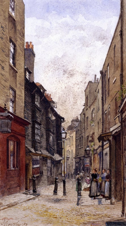 Peter’s Lane, in Clerkenwell, painted by John Crowther in 1880. George Gissing’s 1889 novel, The Nether World, vividly describes the poverty in this part of north London.