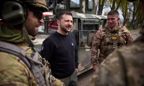 Ukraine's President Volodymyr Zelenskiy visits Donetsk regionUkraine's President Volodymyr Zelenskiy chats with Ukrainian service members, amid Russia's attack on Ukraine, during his visit in Donetsk region, Ukraine April 18, 2023.