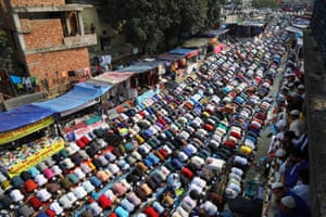 Muslims perform Friday prayer on the street during Bishwa Ijtema, which is considered the world’s second-largest Muslim gathering after haj, Dhaka, Bangladesh