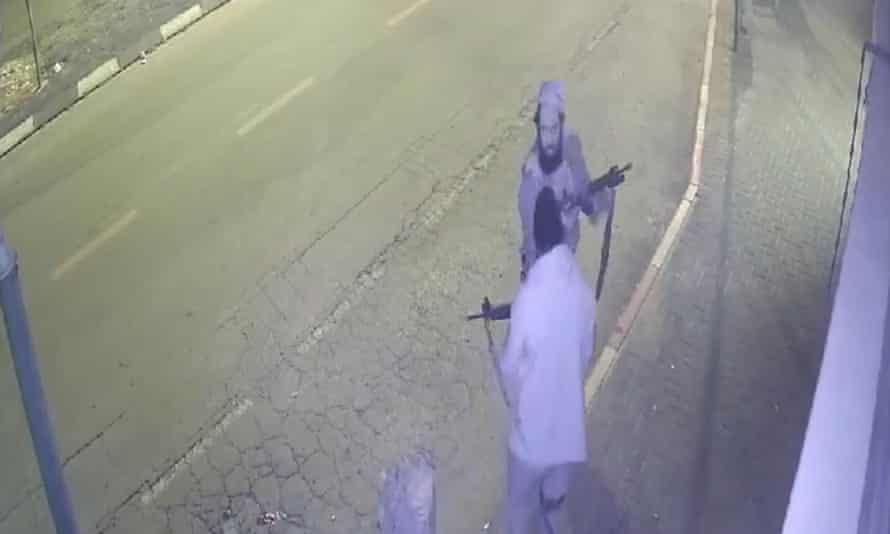 Surveillance footage of the suspects in the attack in Hadera.