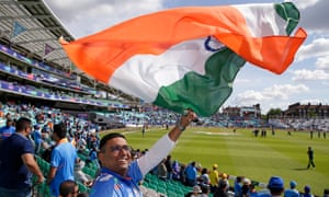 An India fan shows his support before the World Cup match against Australia at The Oval.