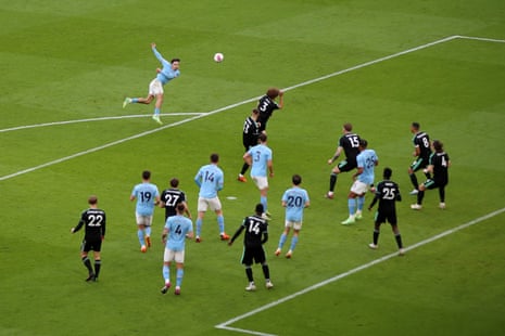 Jack Grealish goes for a spectacular volley from distance.