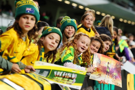 Young fans show their support with signs prior to the International Friendly match between Australia and Slovenia at HBF Park