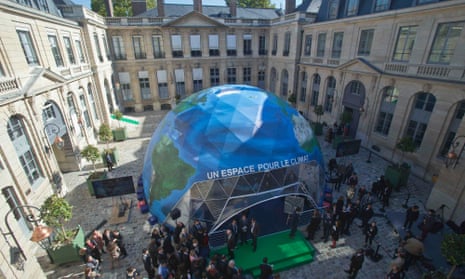 An exhibition on climate change, installed in the courtyard of the environment ministry in Paris, which will host UN climate talks in Paris in December.