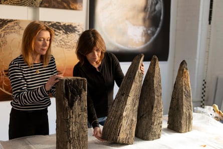 Jane and Louise Wilson with the four Walbrook crossing posts.