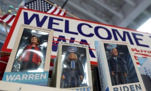 Elizabeth Warren, Bernie Sanders and Joe Biden figurines in a store in Des Moines. For the Democratic caucuses, in particular, second choices are important.