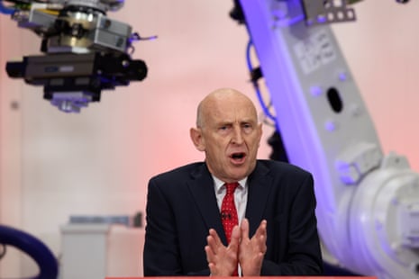 John Healey speaking at the Manufacturing Technology Centre in Coventry.