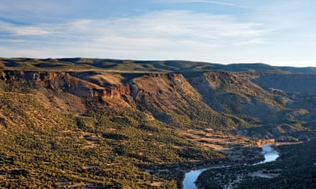 The Rio Grande river runs through a canyon just outside Los Alamos, New Mexico.
