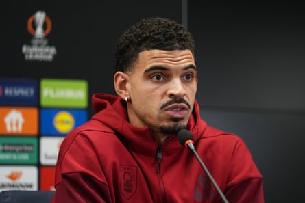Morgan Gibbs-White speaks during a press conference at Sukru Saracoglu Stadium