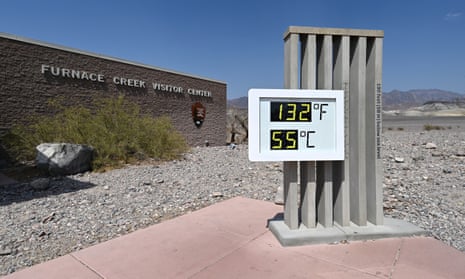 An unofficial thermometer reads 55C (132F) at Death Valley National Park, California, in 2021.
