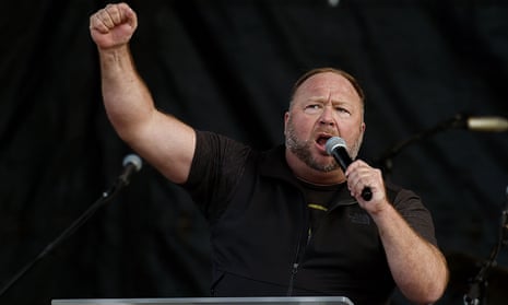 Alex Jones addressing Trump supporters in Washington, DC, December 2020 after the US president had lost the election to Joe Biden.