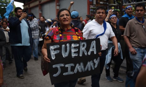 Demonstrators in Guatemala City demand the resignation of Guatemalan President Jimmy Morales and the renewal of the mandate of an anti-corruption mission of the UN on 14 September 14.