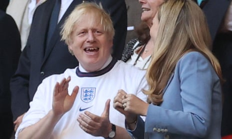 Prime minister Boris Johnson and his wife Carrie at Wembley for England’s Euro 2020 semi-final.