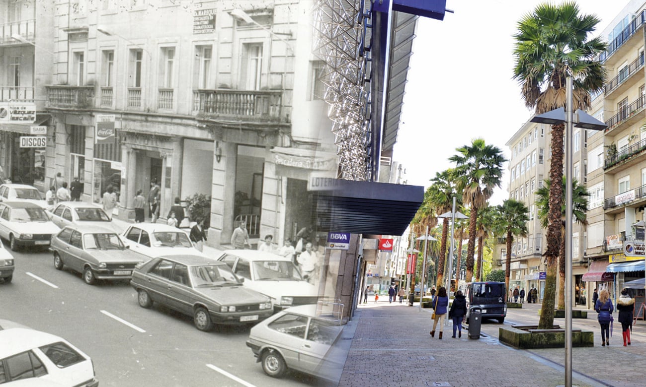 Calle Mellado before and after the implementation of the scheme.