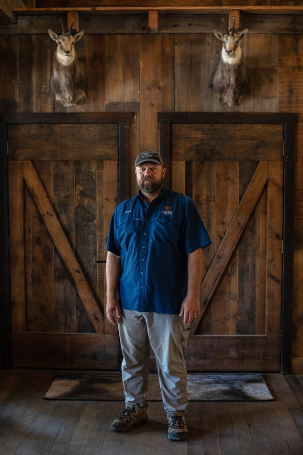 Fancy hunting a kangaroo? Or a zebra? In Texas, you can pay to play Ox Ranch CEO Jason Molitor. Photograph: Tamir Kalifa/The Guardian