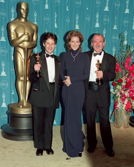 Will Jennings (right), with James Horner and Céline Dion at the Oscars in 1998.
