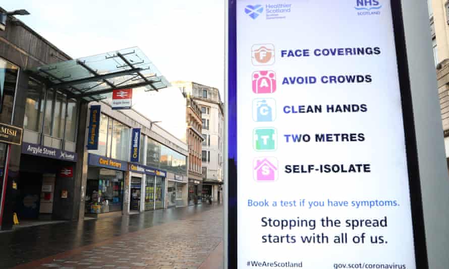 Covid information sign in Glasgow