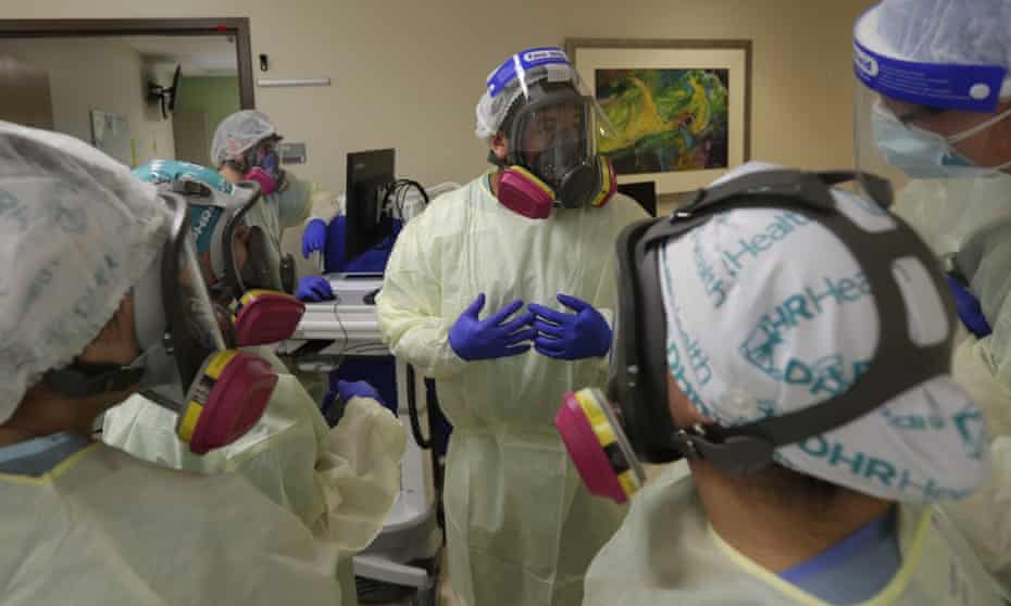 Medical professionals in McAllen, Texas on 29 July 2020.