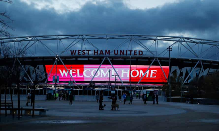 The London Stadium before West Ham v Manchester United on 5 December.