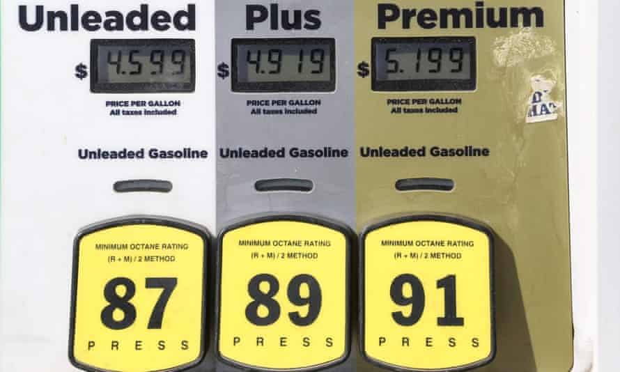 A gas pump in Mesa, Arizona displays record high prices.