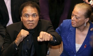 Boxing legend Muhammad Ali, pictured with wife Lonnie at one of his daughter Leila’s fights in 2005, has died at the age of 74.
