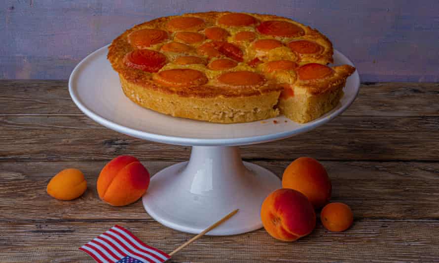 ‘Best on the day it’s made, but also good cold from the fridge for breakfast’: apricot cream cake.