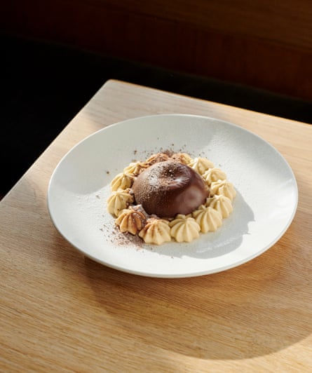 On the Christmas menu at Fork is this mont blanc – spiced sponge, chocolate mousse and chestnut custard.