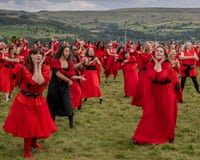 Kate Bush’s hit re-enacted on the moors … this year’s ‘Most Wuthering Heights Day Ever’ on Penistone Hill, Yorkshire.