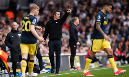 Fulham’s head coach Marco Silva gives instructions from the touchline during his side’s 1-0 loss to Newcastle.