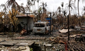 A burned-out house in Maungdaw, Myanmar.