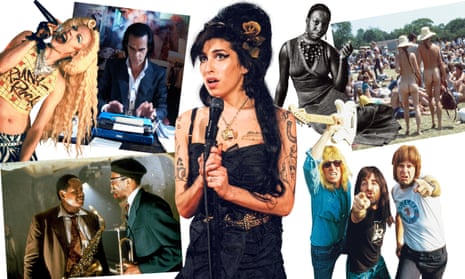 Clockwise from top left: Hedwig and the Angry Inch, Nick Cave in 20,000 Days on Earth, Amy Winehouse, Nina Simone, Woodstock, This Is Spinal Tap, Forest Whitaker and Samuel E Wright in Bird.