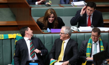 Minister for communications Malcolm Turnbull, Defence minister Kevin Andrews and chief of staff Peta Credlin during question time in the house of representatives this afternoon! Thursday 13th August 2015. 