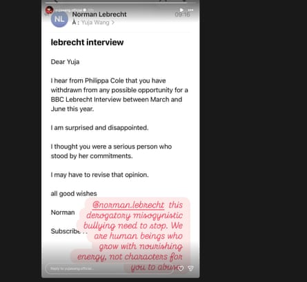 Yuja Wang / Norman Lebrecht email